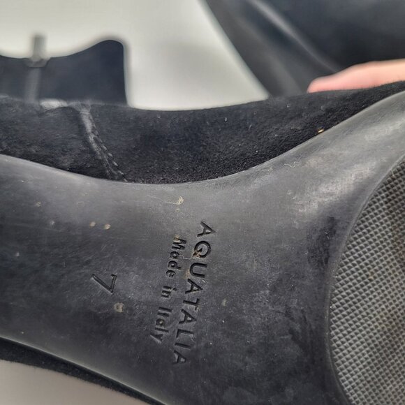 Aquatalia Women's SZ 7 Darianna Black Suede Chunky Heeled Boots Booties #410259 - Picture 11 of 12